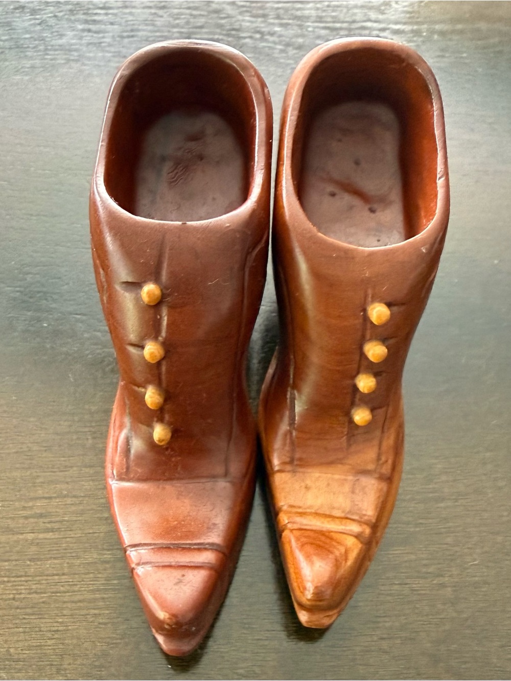 Vintage Carved Wooden Shoe Figurines- Pair